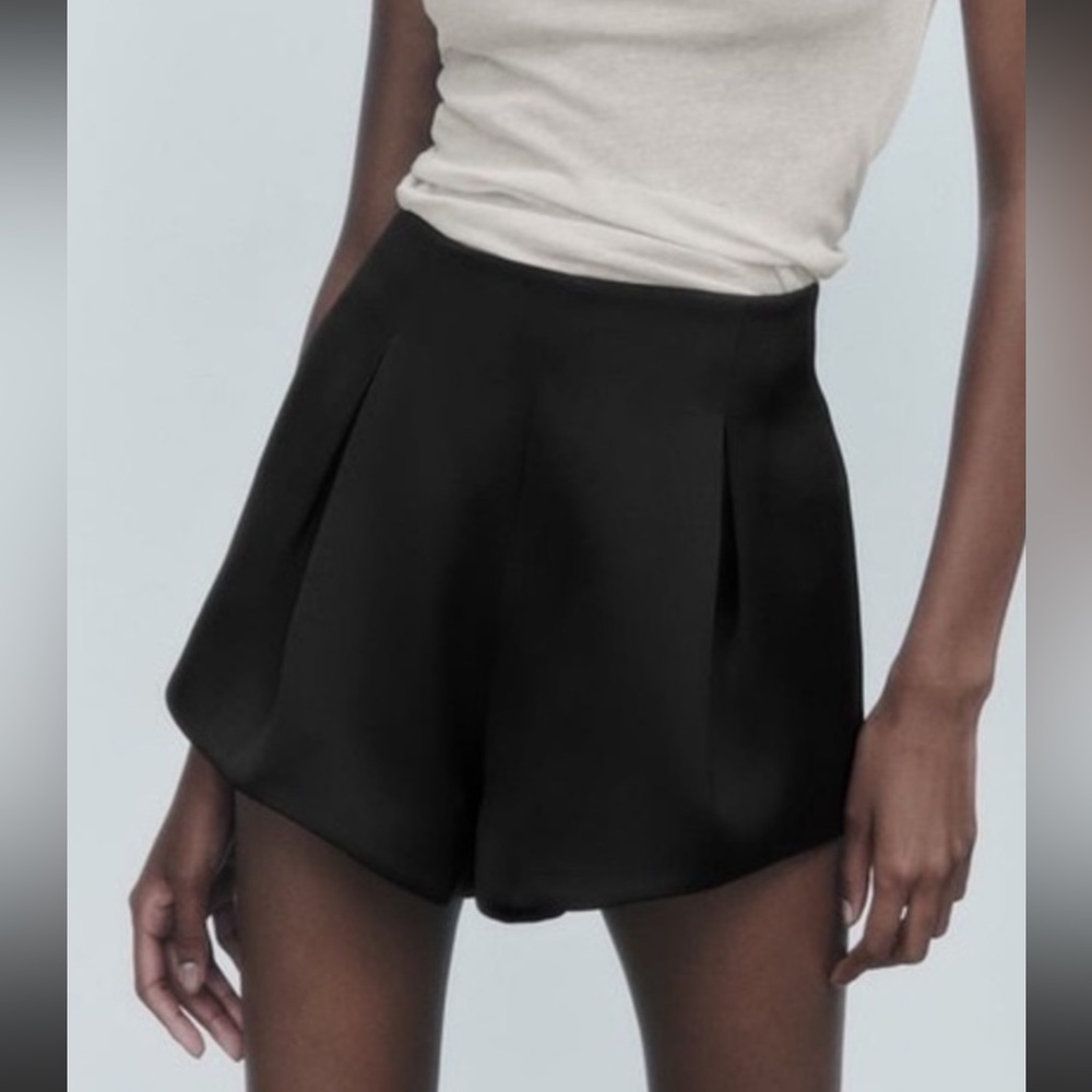 zara satin effect balloon shorts